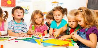 Kindergartners working